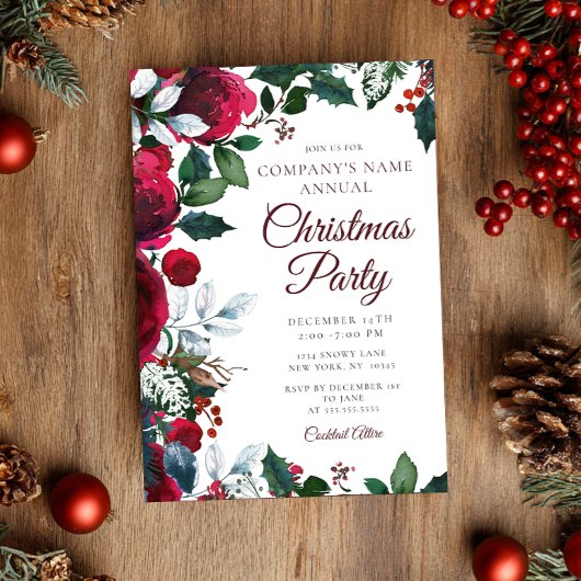 Winter Festive Floral Work Christmas Party  Kaart