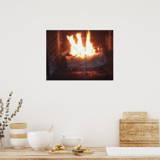 Winter Fireplace Poster (Keuken)