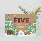 Winter Five Birthday Party Uitnodiging (Staand voorkant)