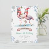 Winter Flamingo Ice Skating invitation (Debout devant)