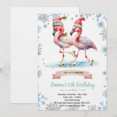 Winter Flamingo Ice Skating invitation (Devant / Derrière)