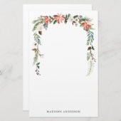 Winter Floral | Aangepaste feestdag Briefpapier (Voorkant / Achterkant)