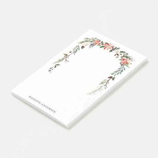 Winter Floral | Aangepaste feestdag Post-it® Notes (Schuin)
