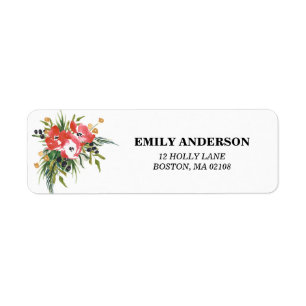 Winter Floral-adreslabel Etiket