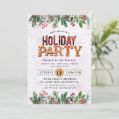 Winter Floral Berries Holiday Party Kaart (Staand voorkant)