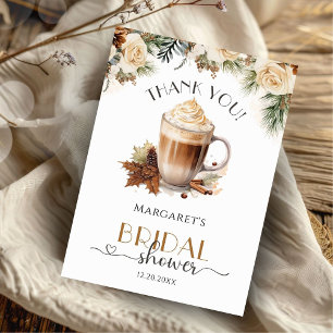 Winter Floral Coffee Vrijgezellenfeest Dank u kaar Bedankkaart