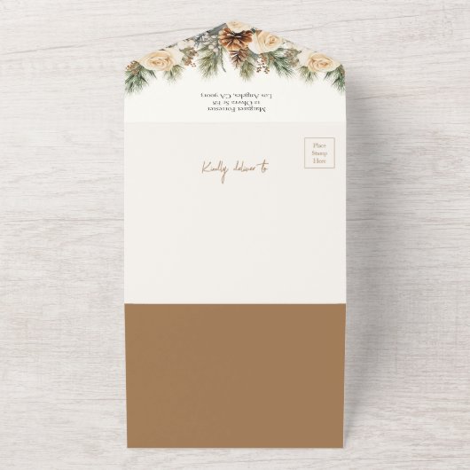 Winter Floral Coffee Vrijgezellenfeest Recept All In One Uitnodiging (Buitenkant)