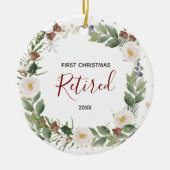 Winter Floral Eerste Kerstmis Ornament in ruste (Voorkant)