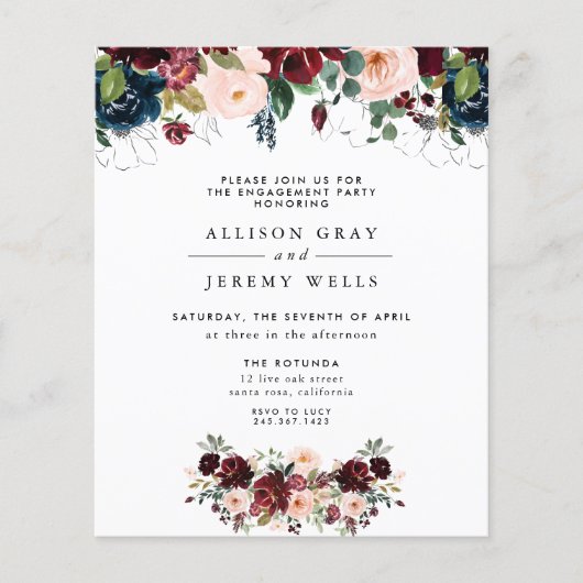 Winter Floral Engagement Party Flyer (Voorkant)