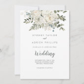 Winter Floral Front and Back Wedding Invitation Kaart (Voorkant)