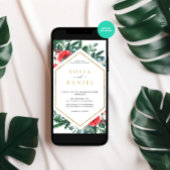 Winter Floral Goud Lijst bruiloft Kaart