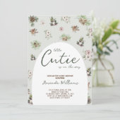 Winter Floral Greenery Baby shower Kaart (Staand voorkant)