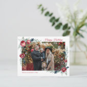 Winter Floral Greenery kerstfoto Briefkaart (Staand voorkant)
