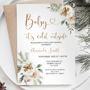 Winter Floral Het is koud buiten Baby shower Kaart