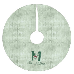 Winter Floral Illustrated Letter M Personalized Kerstboom Rok