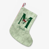 Winter Floral Illustrated Letter M Personalized Kleine Kerstsok (Voorkant (Hangend))