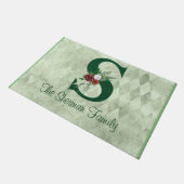 Winter Floral Illustrated Letter S Personalized Deurmat (Schuin)
