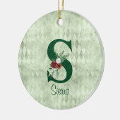 Winter Floral Illustrated Letter S Personalized Keramisch Ornament (Links)