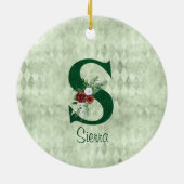 Winter Floral Illustrated Letter S Personalized Keramisch Ornament (Achterkant)