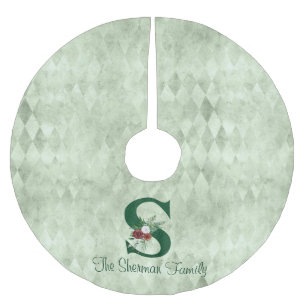 Winter Floral Illustrated Letter S Personalized Kerstboom Rok