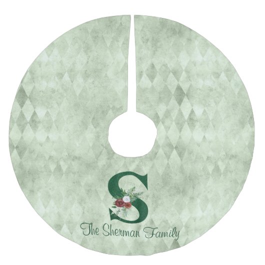 Winter Floral Illustrated Letter S Personalized Kerstboom Rok (Voorkant)