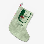 Winter Floral Illustrated Letter U Personalized Kleine Kerstsok (Voorkant (Hangend))