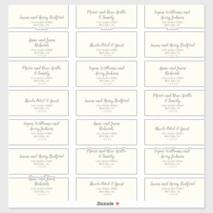 Winter Floral Ivory Wedding Guest Adresetiketten Sticker