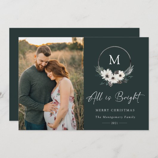 Winter Floral Monogram Hoop Wreatfoto (Voorkant / Achterkant)