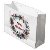 Winter Floral Pine Kegels Krans Groot Cadeauzakje (Voorkant Gekanteld)