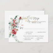 Winter Floral Red Blush White Pine Fern RSVP (Voorkant / Achterkant)