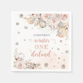 Winter Floral Snowflake ONEderland 1e verjaardag Servet (Voorkant)