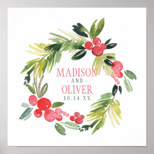 Winter Floral Waterverf Wreath Weddenschap Poster