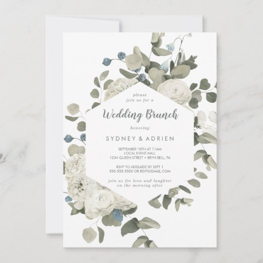 Winter Floral Wedding Brunch Uitnodiging (Voorkant)