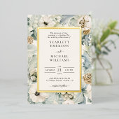 Winter Floral Wedding Folie Uitnodiging (Staand Voorkant)