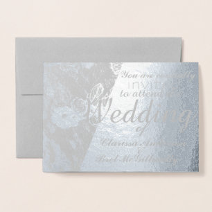 Winter Floral Wedding Folie Zwart-wit Foto Kaarten