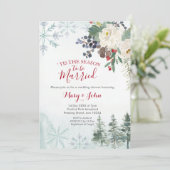 Winter Floral Wedding Kaart (Staand voorkant)