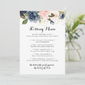 Winter Floral Wedding Kissing Menu Game Kaart (Staand voorkant)
