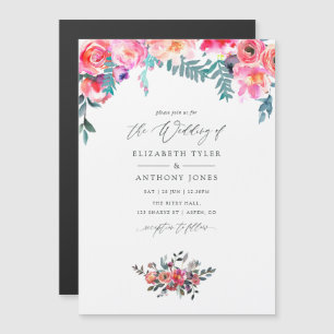 Winter Floral Wedding Magnetische Uitnodiging