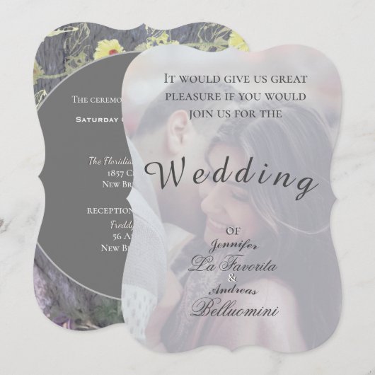 Winter Floral Wedding & Photo Invite Kaart (Voorkant / Achterkant)