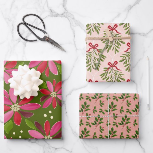 Winter floral wrapping paper trio (Voorkant)