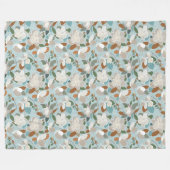 Winter Florals Blue Gray Fleece Deken (Voorkant (Horizontaal))