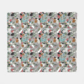 Winter Florals Grey Black Red Fleece Deken (Voorkant (Horizontaal))