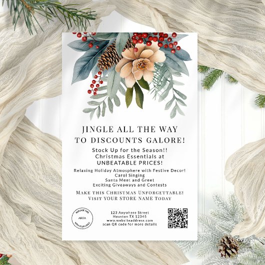 Winter Florals Store Kerstaanbiedingen QR-code Flyer