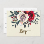 Winter Florals Wedding RSVP briefkaart (Voorkant / Achterkant)