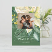 Winter Flower Peace and Joy Elegant Kerstmis Kaart (Staand voorkant)