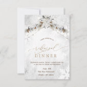 Winter Flower Pinecones Rehearsal Dinner Kaart (Voorkant)