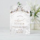 Winter Flower Pinecones Rehearsal Dinner Kaart (Staand voorkant)