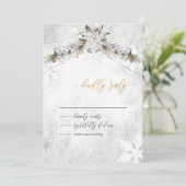 Winter Flower Pinecones  Wedding RSVP Kaart (Staand voorkant)