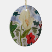 Winter Flowers & Holly Ceramic Ornament (Rechts)