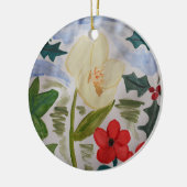 Winter Flowers & Holly Ceramic Ornament (Links)
